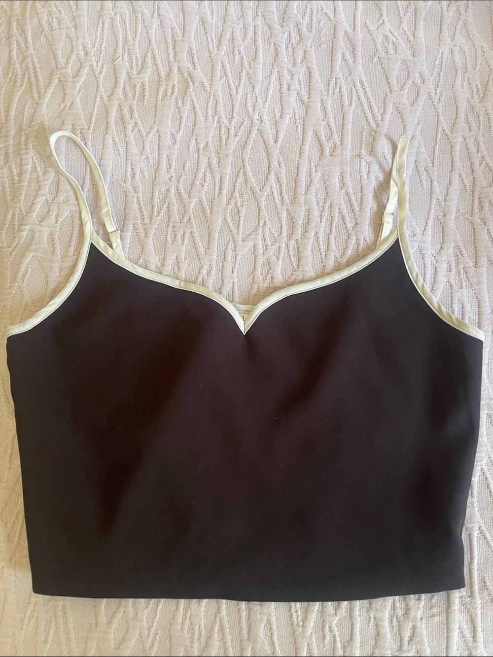 Black Cami with Cream Satin Trim - Women's Tank Top